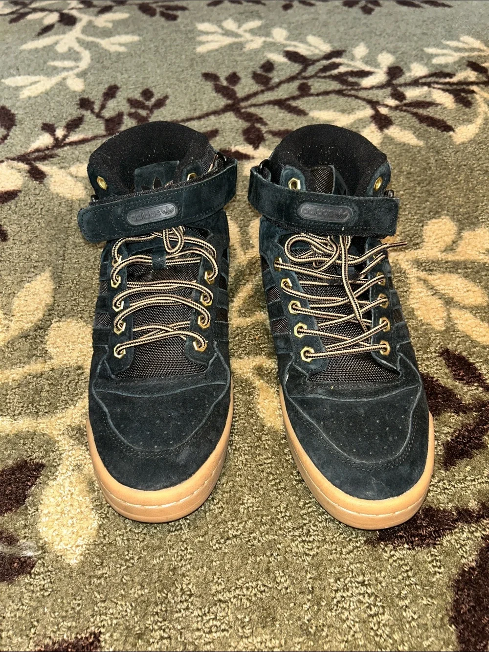 adidas Men's Black High-Top Sneakers with Gum Sole